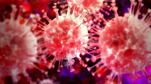 Microscopic view of virus cells under a microscope