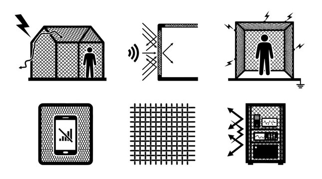 faraday cage silhouette vector set