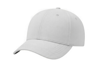 Fototapeta premium A white baseball cap with a curved brim and breathable holes isolated on transparent background