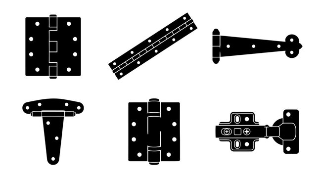 hinge silhouette vector set