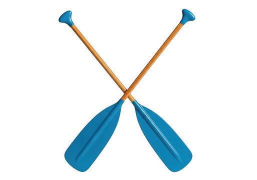 A pair of blue oars with orange handles isolated on transparent background