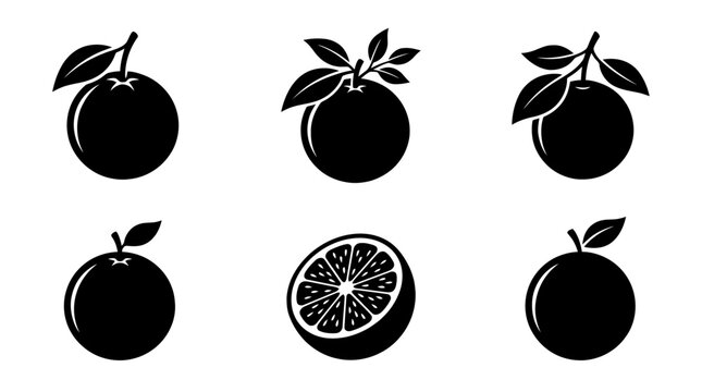 orange silhouette vector set