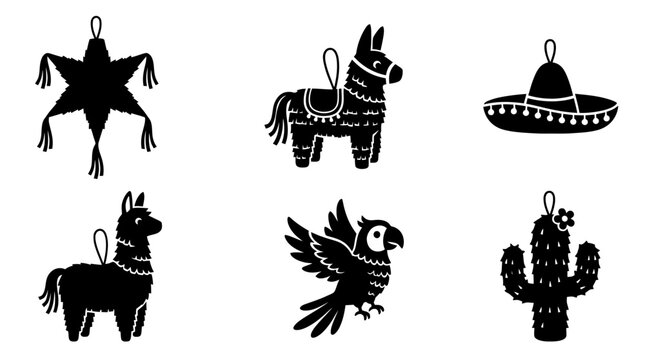 pinata silhouette vector set