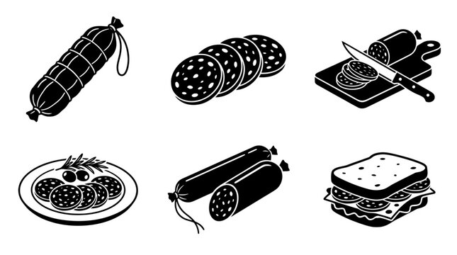 salami silhouette vector set