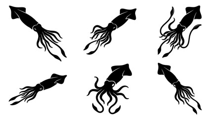 Fototapeta premium squid silhouette vector set