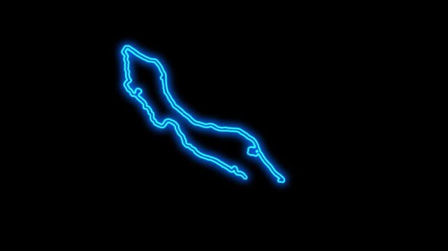 Curacao Country Map Neon Lights, Abstract Curacao Neon Lights Map Opener Suitable for Politics, Elections, Travel, News and Sports Events and Presentations