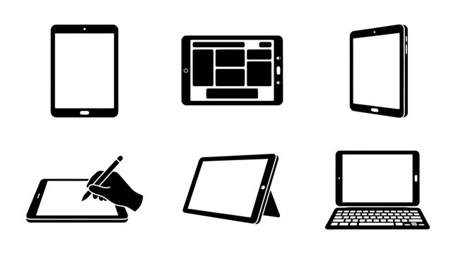 tablet computer silhouette vector set