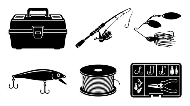 tackle box silhouette vector set