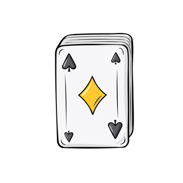 Deck of Playing Cards with Ace of Spades and Diamond Suit Featured Cartoon Style