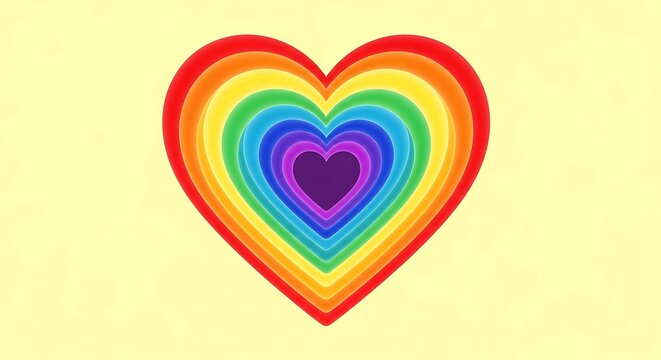 Rainbow heart on a yellow background