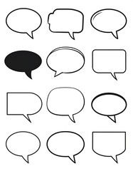 Fototapeta premium Collection of stylized speech bubbles of various shapes and outlines, on white background