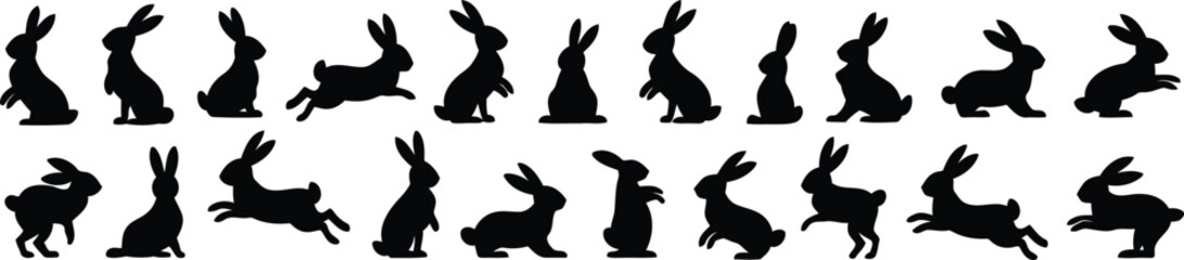 Rabbit silhouettes collection with silhouette vector illustration. © Alhamdulillah 