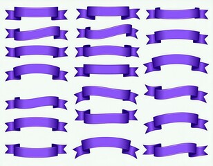 Fototapeta premium Collection of various purple banners of different shapes and styles on white background