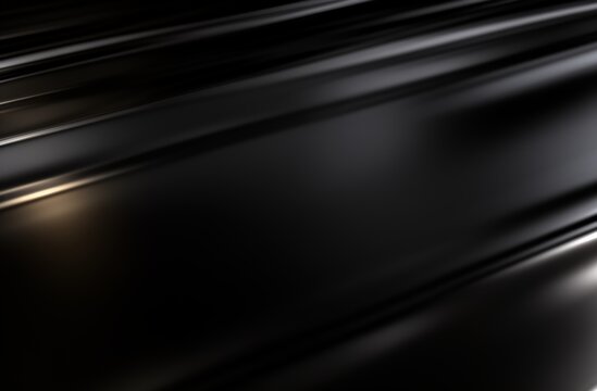 Glossy black metal surface background with diagonal ridges and reflective highlights for modern banner and industrial design use