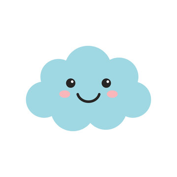 Cute smiling cloud vector illustration with happy face