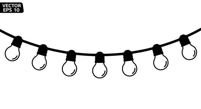 string of vintage Edison bulb lights on black wire for festive decoration