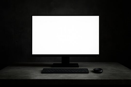 Minimalist computer setup display.
