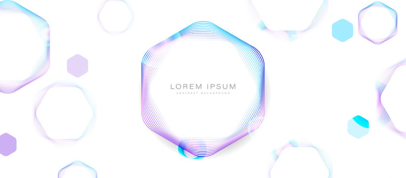 Floating hexagons glow softly with iridescent hues. Center hexagon pulses with fades to clean white, enhancing geometric shapes. Ideal for tech, data
