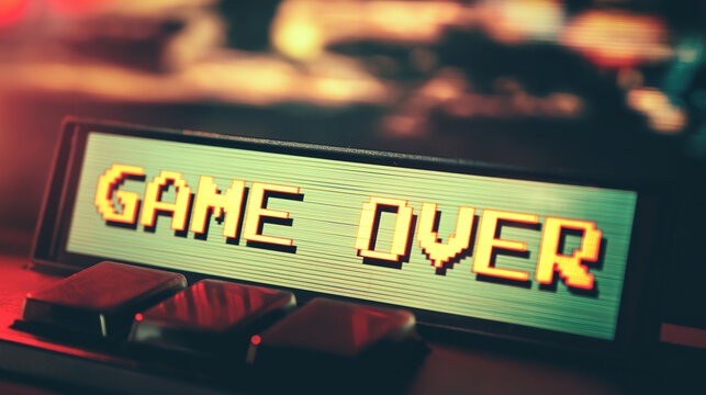 Retro Gaming Arcade Machine Explores Pixel Art: A Nostalgic Dive into Video Game Culture and 8-Bit Graphics with Colorful Lights and Joystick Buttons
