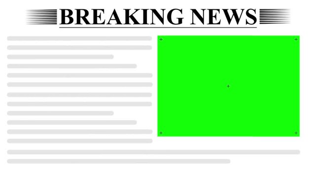 Breaking News Green Screen Template with Animated Text Lines and Placeholder
