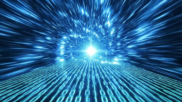 Abstract digital tunnel with binary code for commercial backgrounds, digital design, and advertising