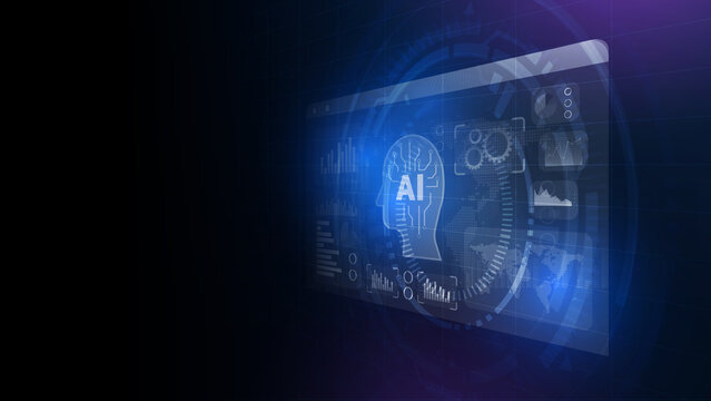 AI Interface: A futuristic digital interface, showcasing the concepts of artificial intelligence, machine learning, and technological innovation.