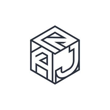 Minimalist ZAJ Initials Logo in 3D Hexagonal Outline on Isolated White Background
