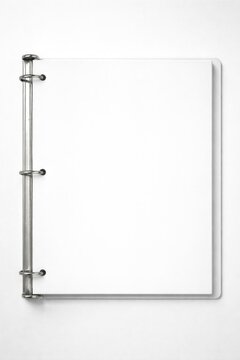 Blank binder with metal rings.