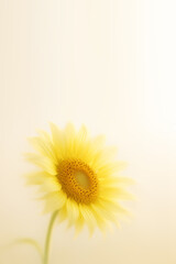 Obraz premium Flower Vertical Background with Sunflower Bloom on Warm Beige Backdrop with Copy Space, for Summer Branding, Seasonal Greeting Cards, Wellness Packaging, and Nature Content, with Botanical Visual Mood