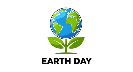 Fototapeta premium Earth day illustration with globe and green leaves