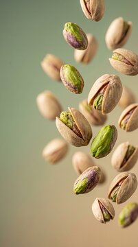 vertical splash of organic pistachio nuts for healthy snack social media