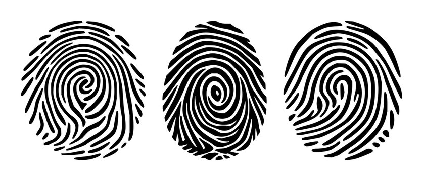 Fingerprint scan loop icon set with solid black design on white background featuring biometric, fingerprint, scan loop with line art and simple