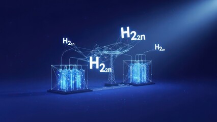 Fototapeta premium Conceptual rendering of a scientific process involving molecular structures