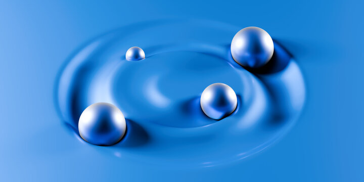 Abstract Blue Spheres Orbit on Light Background, Corporate Fintech Technology Concept