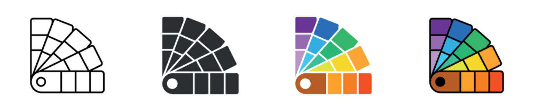 Color Palette Swatch Icon Set, Graphic Design and Color Selection, Creative Tools Icons, Vector Illustration