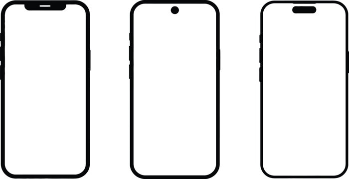 Smartphone Frame Mockup Set with Modern Mobile Screen Templates, Device Display Frames for UI Presentation, App Showcase, and Responsive Design in Clean Minimal Style
