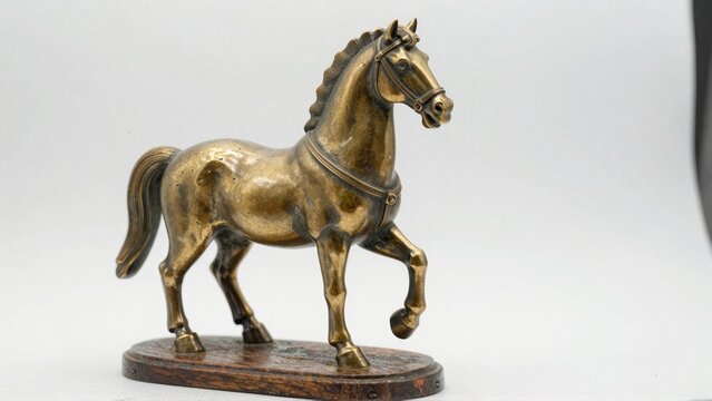 Bronze statue of a horse galloping on a pedestal