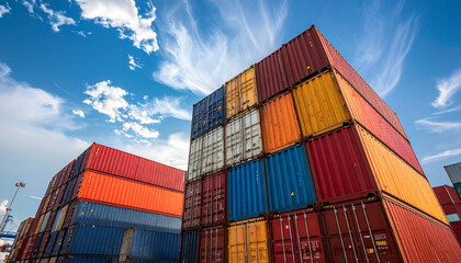 Fototapeta premium Colorful Shipping Containers at Port