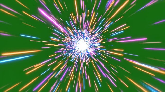 Explotion Supernova Burst and Radiant Light Motion on Green Screen