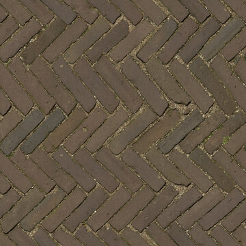 Detailed Straight Overhead Brick Herringbone Pattern Surface Material Texture