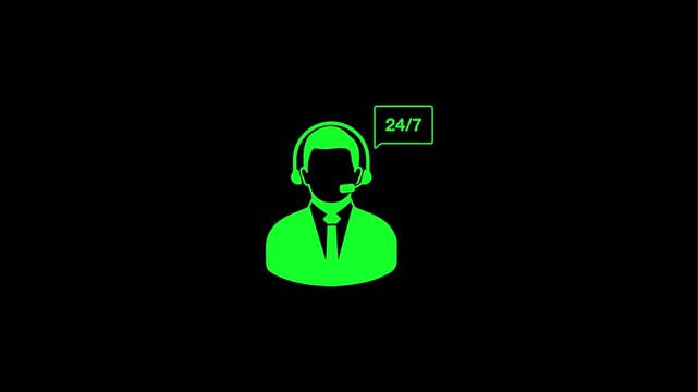 A man wearing a headset on a green background