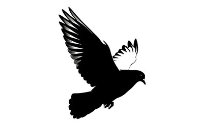 Fototapeta premium Silhouette of Dove in Flight Against White Sky for Mother's Day Greeting Card Design