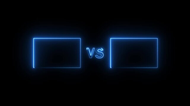 Neon light versus comparison template with blue outlines.