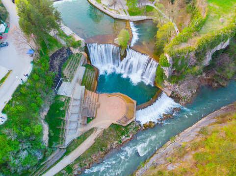 Pliva Waterfall (Serbian Cyrillic: Пливски Водопад) is located in the town of Jajce in central Bosnia and Herzegovina, where the Pliva River meets the Vrbas River.