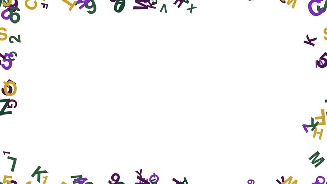 pattern typo horizontal Colorful typography border frame with letters and numbers