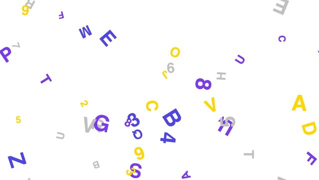 pattern typo horizontal Scattered Alphabet Letters and Numbers Floating Randomly on a White Background Abstract Design