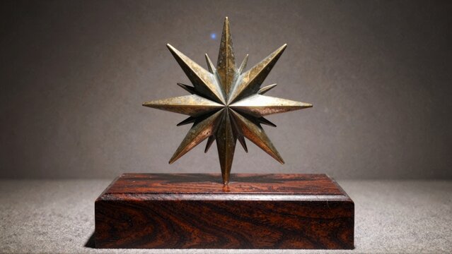 Bronze star sculpture on pedestal