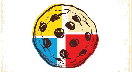 Naklejka premium A colorful illustration of a cookie divided into four sections