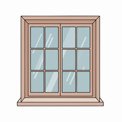 Obraz premium Window Flat Vector Clipart Clean Minimal House Element Icon Simple Glass Frame Illustration Isolated on White Background for Architecture, Home Design and Real Estate Use