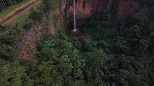 Aerial View of Cachoeira do Salt&atilde;o Waterfall in S&atilde;o Paulo Brazil